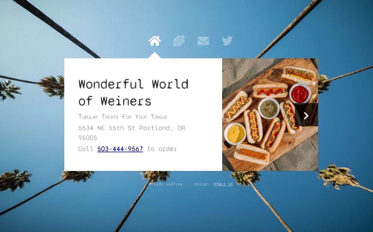 screenshot of a food truck webpage